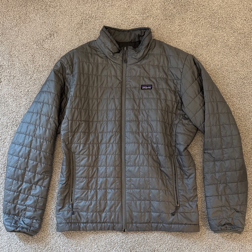 Mens Grey Patagonia Zip-up Nano Puffer Jacket XL